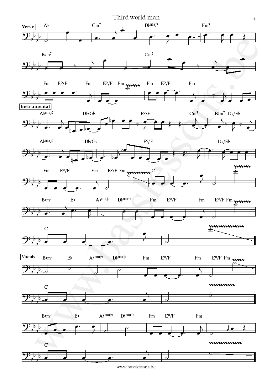 Steely Dan Third World ManChuck Rainey bass transcription part 3