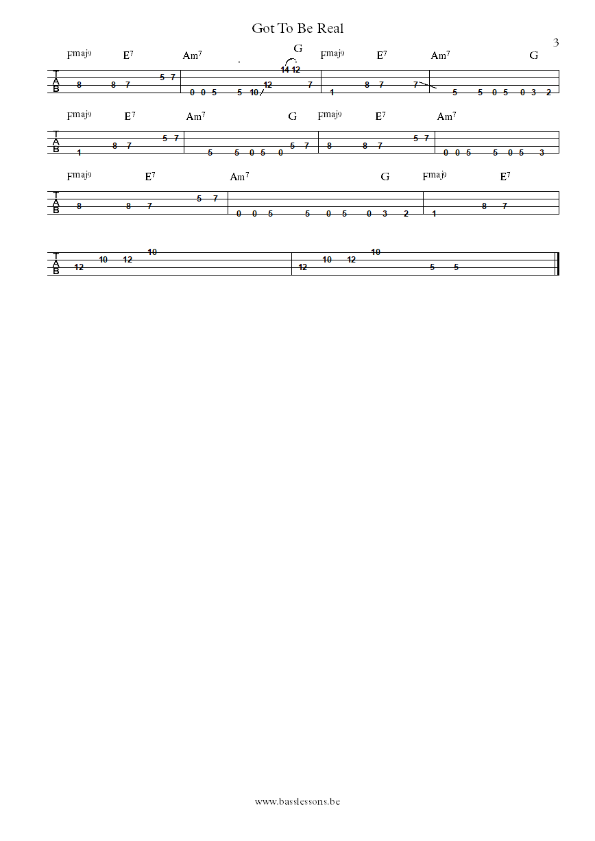 Cheryl Lynn Got to Be Real David Shields bass tab part 3