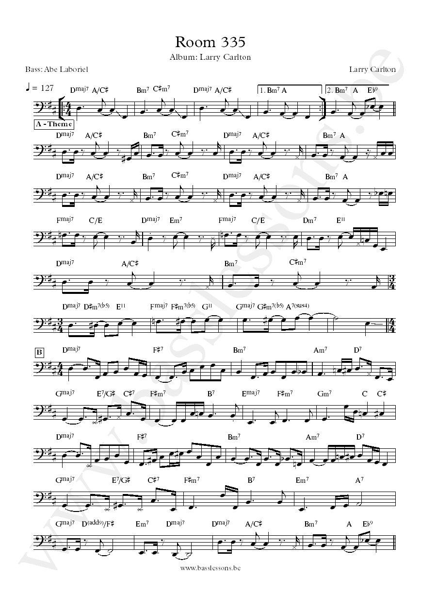 Larry Carlto Room 335 Abraham Laboriel bass transcription