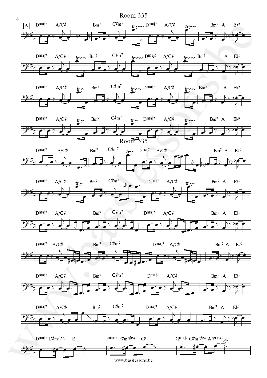 Larry Carlto Room 335 Abraham Laboriel bass transcription part 4