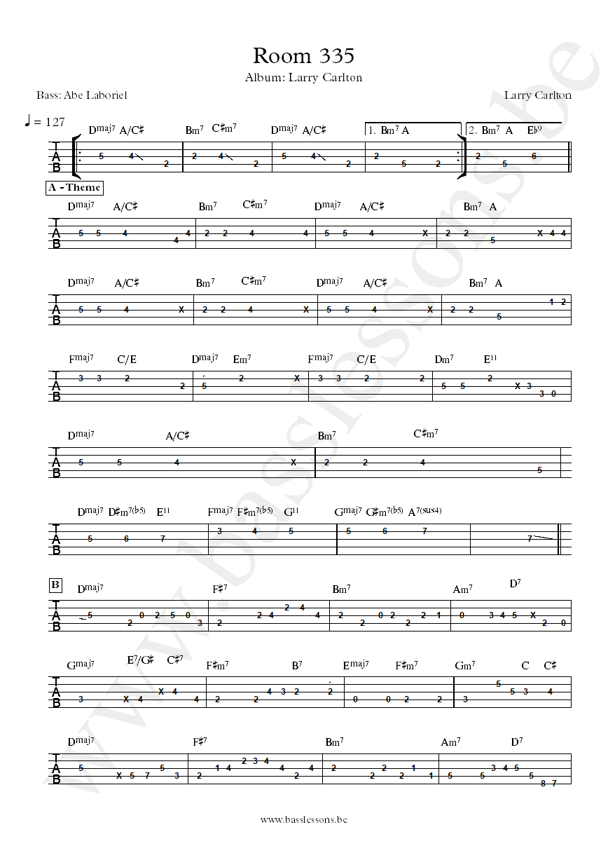 Larry Carlto Room 335 Abraham Laboriel bass tab