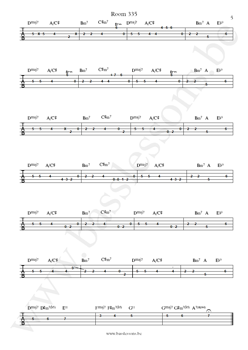 Larry Carlto Room 335 Abraham Laboriel bass tab part 5