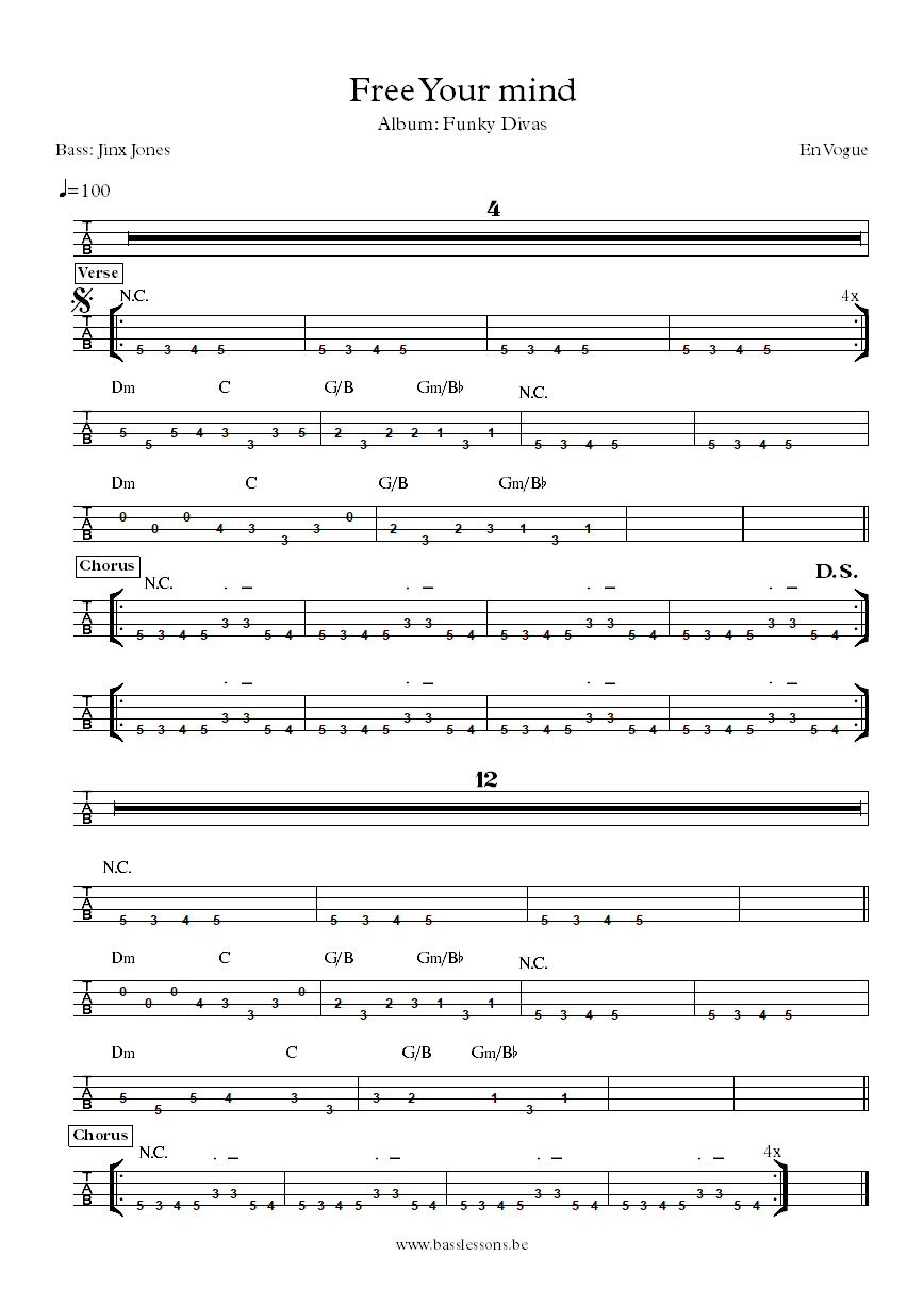 En Vogue Free your mind bass tab