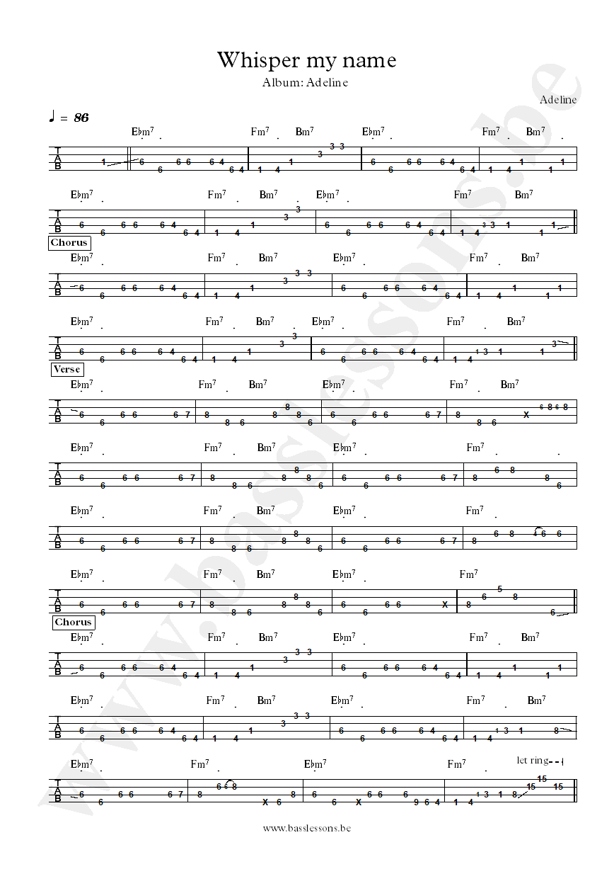 Adeline Whisper my name bass tab
