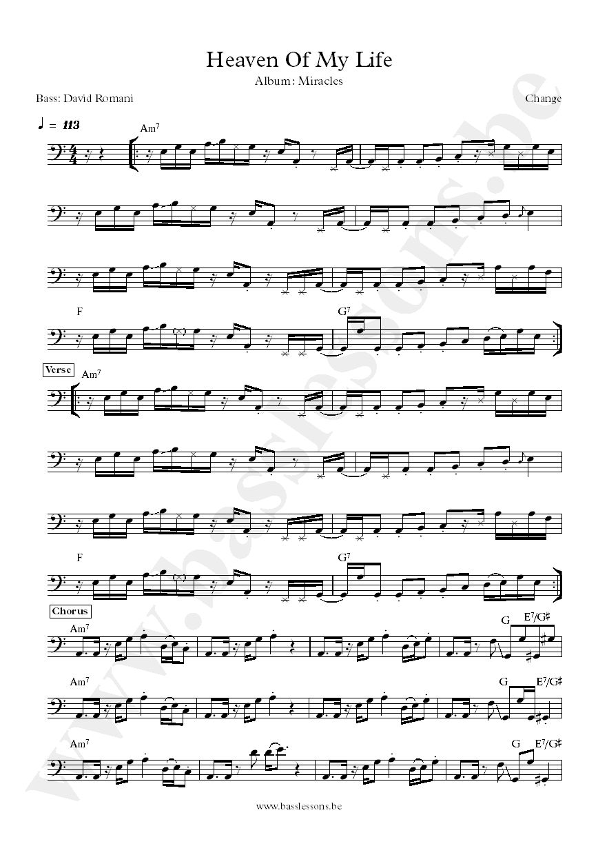 Change Heaven of My Life David Romani bass transcription