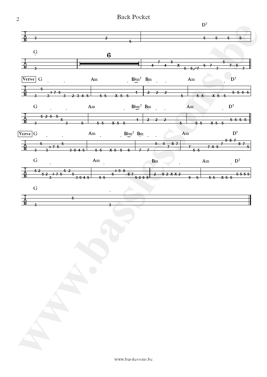 Vulfpeck Back Pocket Joe Dart bass tab part 2