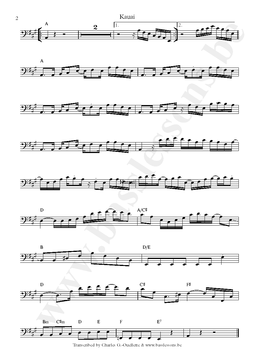 Fearless Flyers Kauai Joe Dart bass transcription part 2