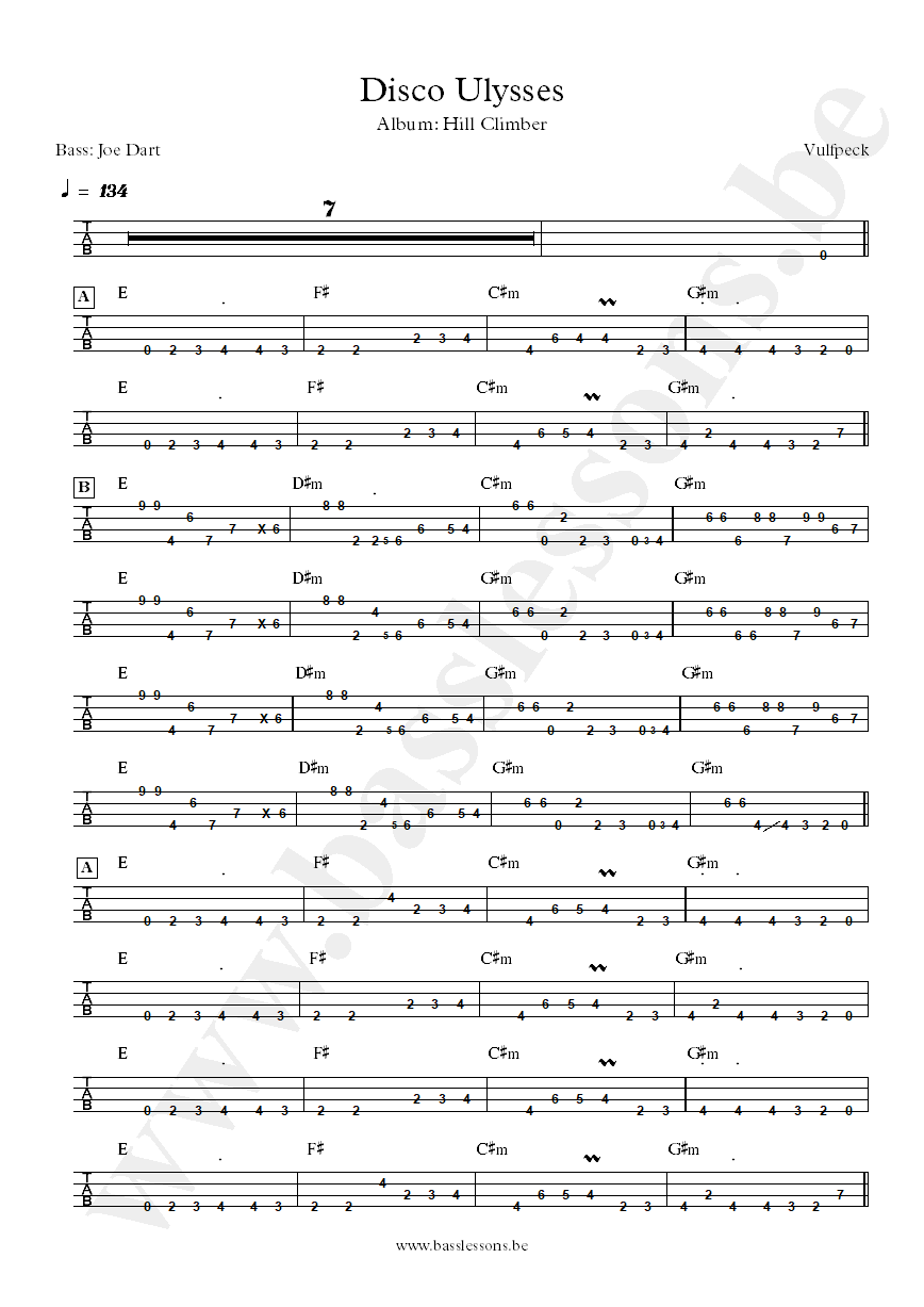 Vulfpeck Disco Ulysses Joe Dart bass tab