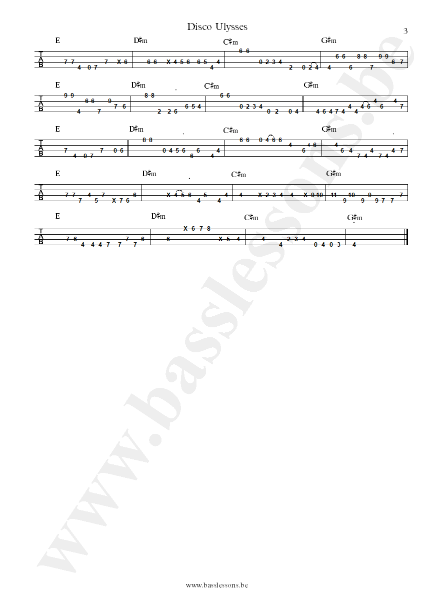 Vulfpeck Disco Ulysses Joe Dart bass tab part 3