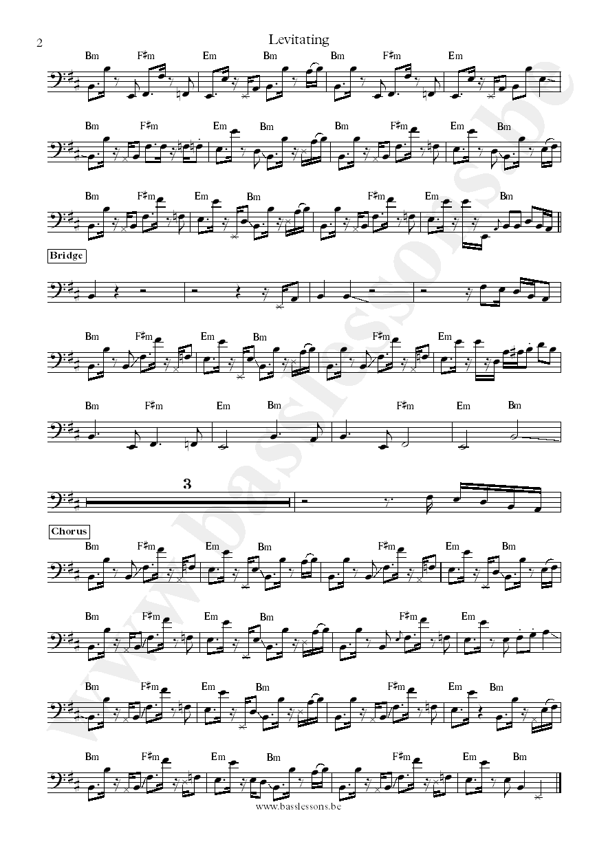 Dua Lipa Levitating bass transcription part 2