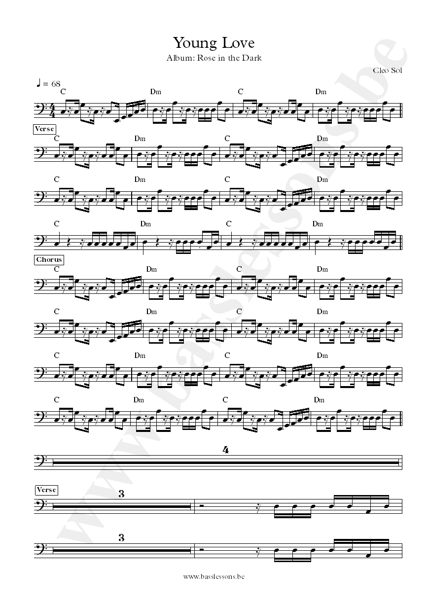 Cleo Sol Young love bass transcription