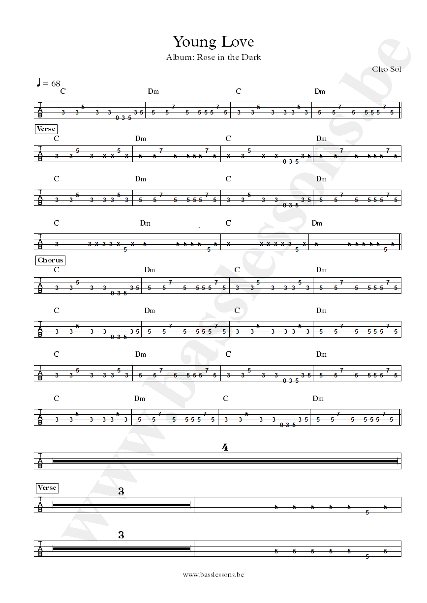 Cleo Sol Young love bass tab