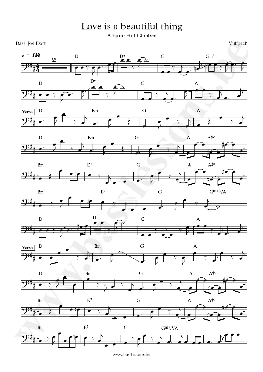 Vulfpeck Love is a Beautiful Thing Joe Dart bass transcription