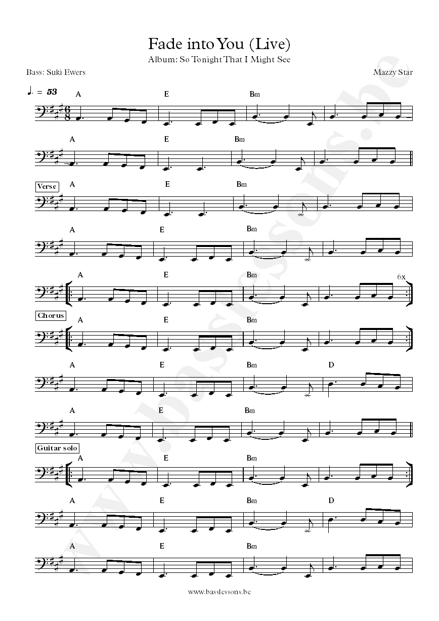 Mazzy Star Fade into You bass transcription