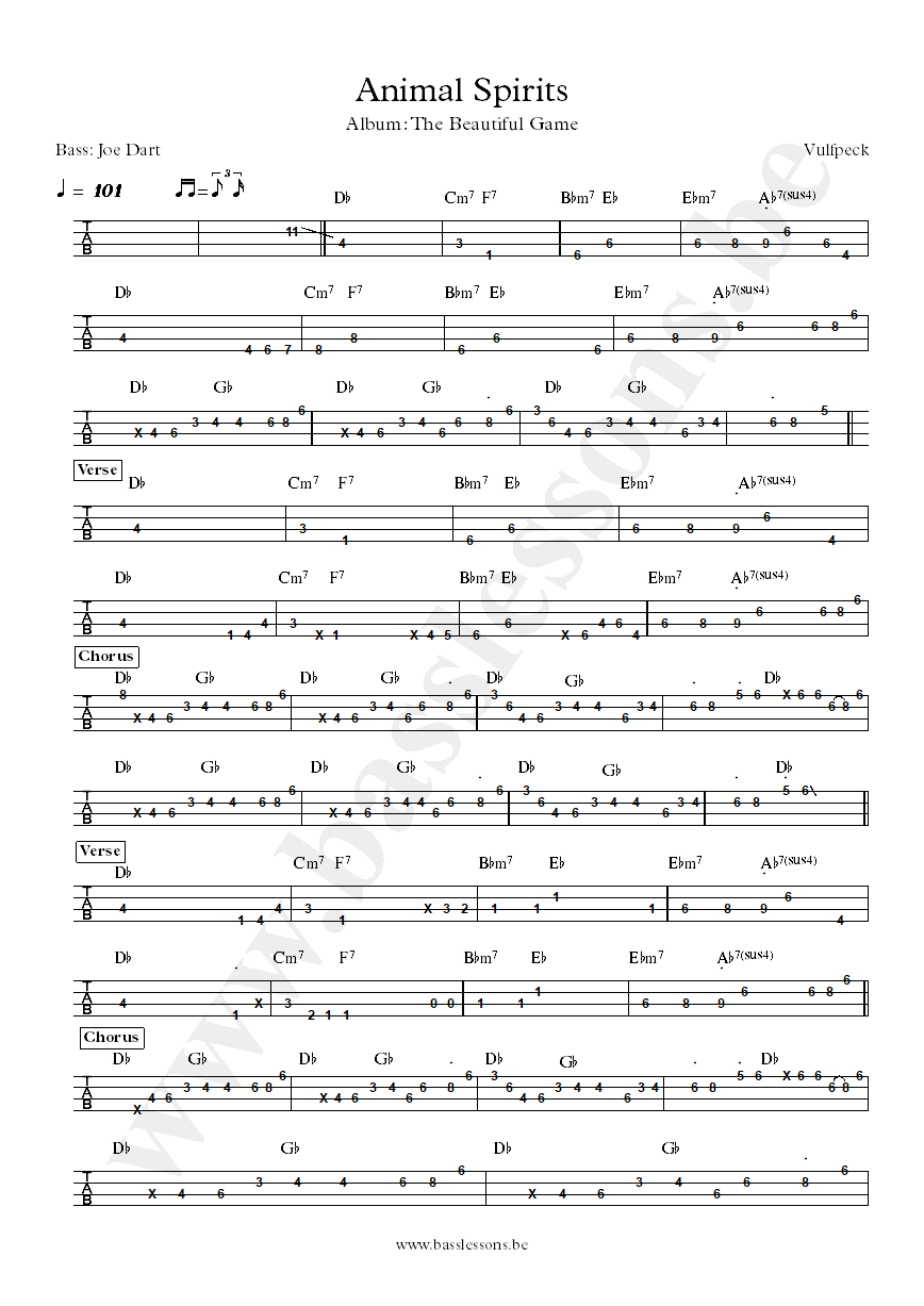 Vulfpeck Animal spirits Joe Dart bass tab