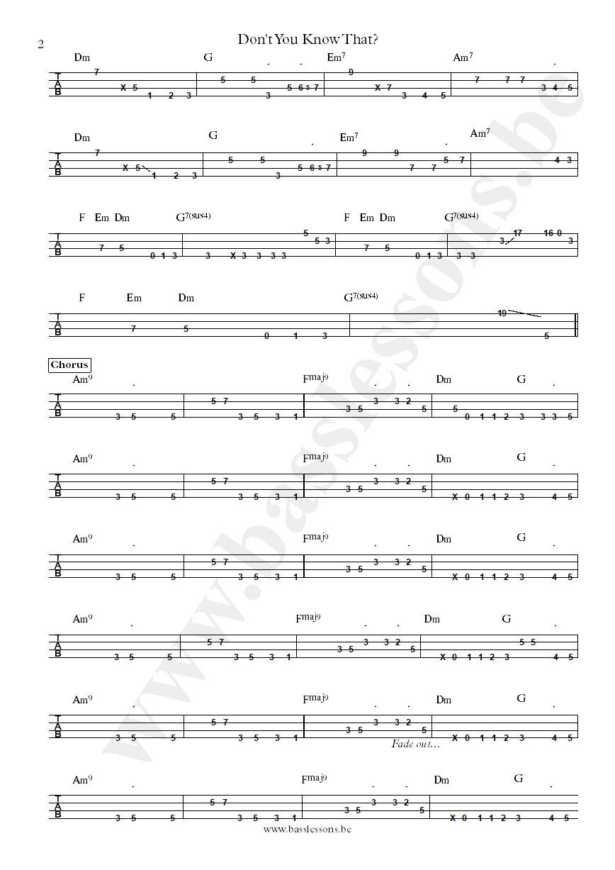 Luther Vandross Dont You Know That Marcus Miller bass tab part 2