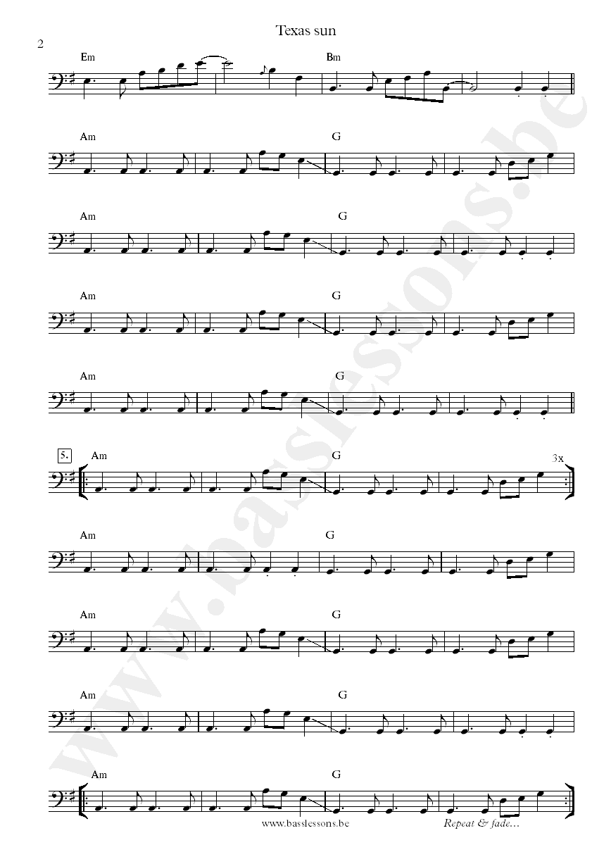 Khruangbin with Leon Bridges Texas Sun Laura Lee bass transcription part 2