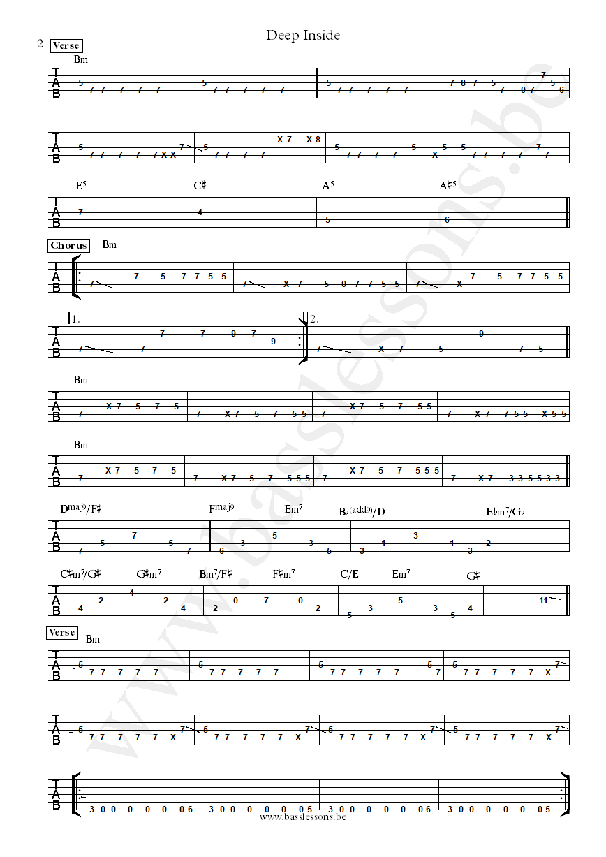 Incubus Deep Inside Dirk Lance bass tab part 2