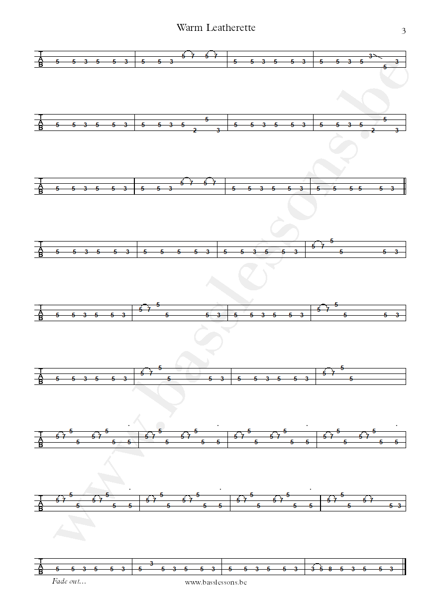 Grace Jones Warm Leatherette Robbie Shakespeare bass tab part 3