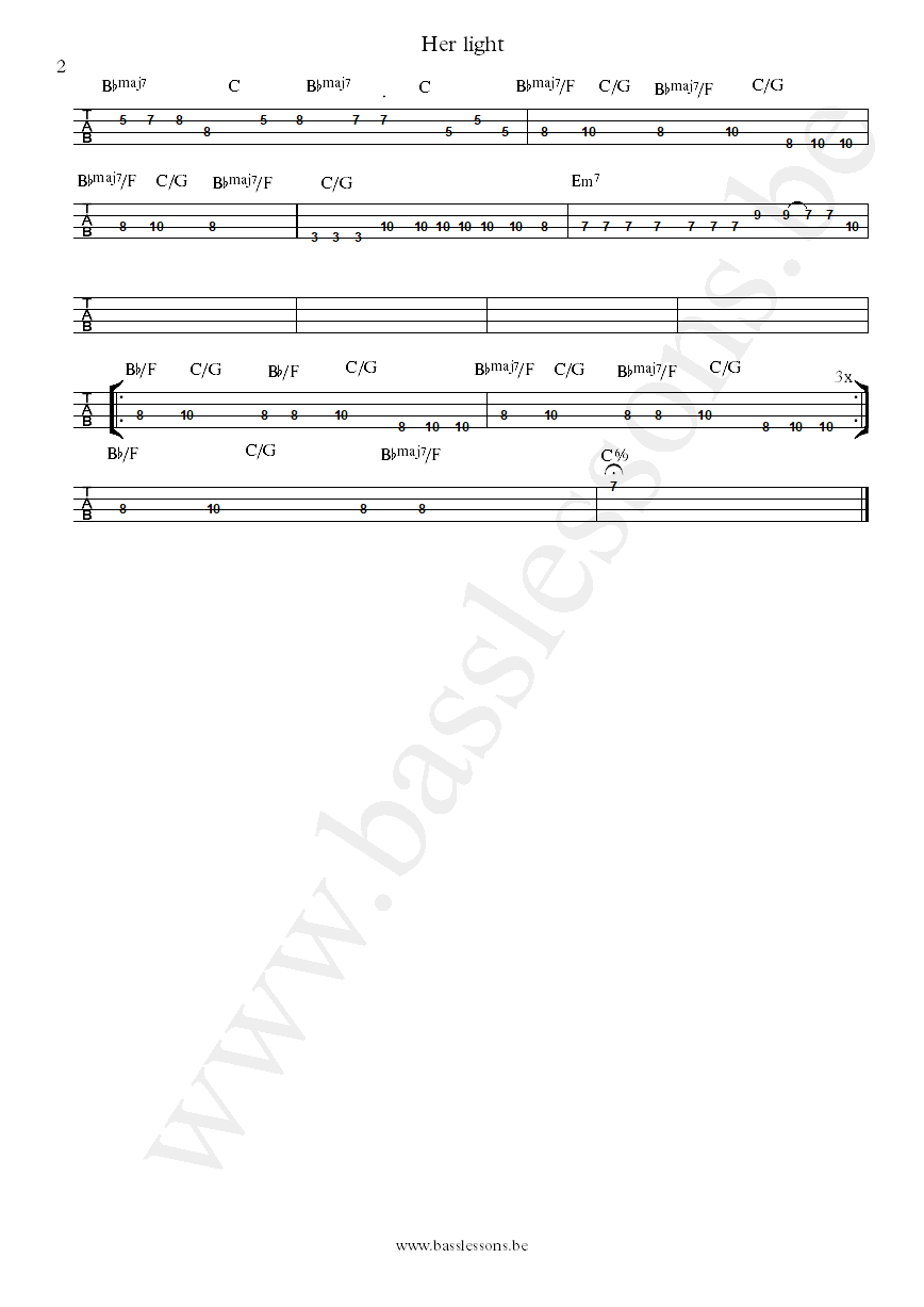 Cleo Sol her light bass tab part 2