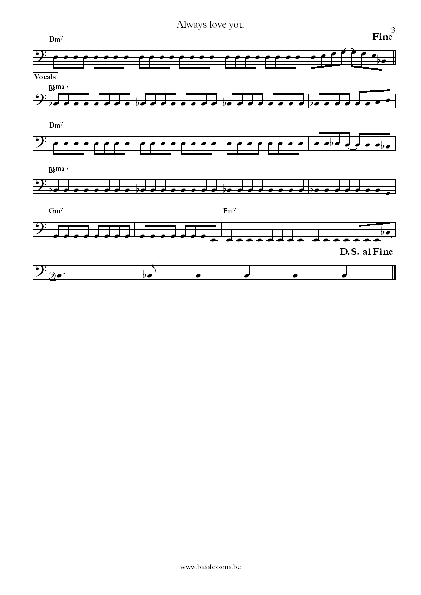Ole Borud Always love you Lars Erik Dahle bass transcription part 3