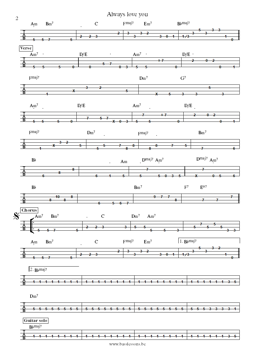 Ole Borud Always love you Lars Erik Dahle bass tab part 2