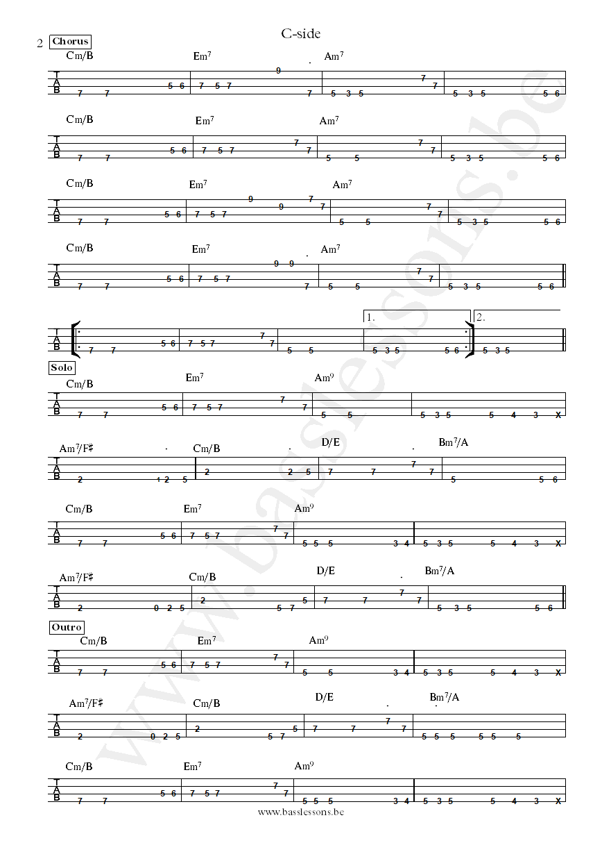 Khruangbin with Leon Bridges c-side Laura Lee bass tab part 2