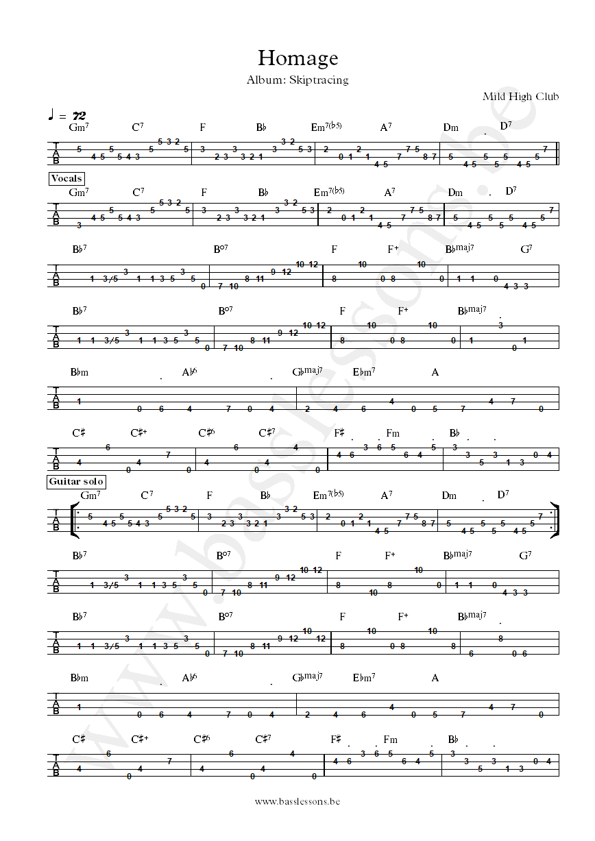 Mild High Club Homage bass tab