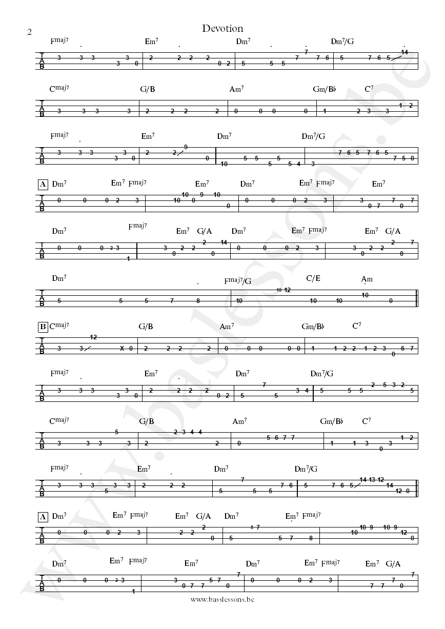 Earth, Wind & Fire Devotion Verdine White bass tab part 2