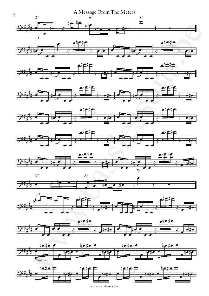 A Message From The Meters George Porter Jr. bass transcription part 2