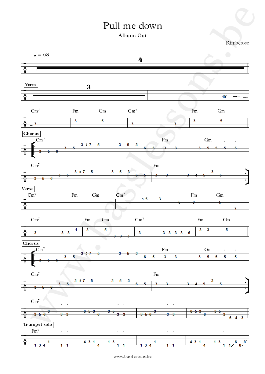 Kimberose Pull me down bass tab