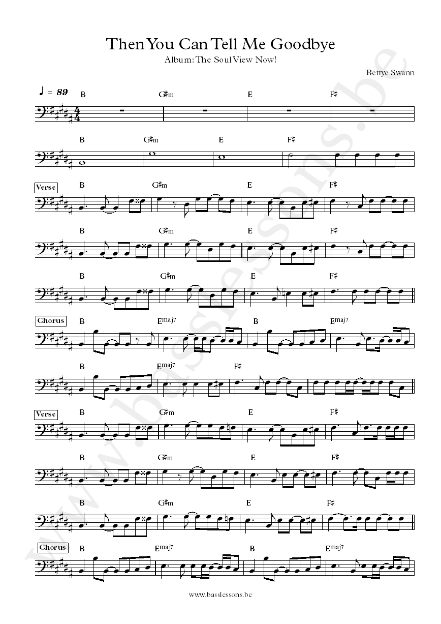 Bettye Swann Then You Can Tell Me Goodbye bass transcription