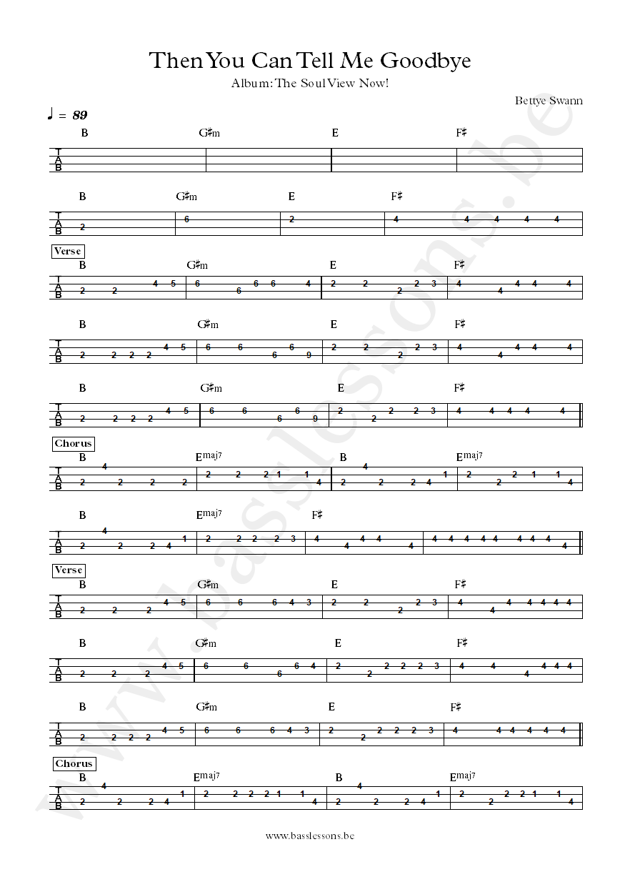 Bettye Swann Then You Can Tell Me Goodbye bass tab