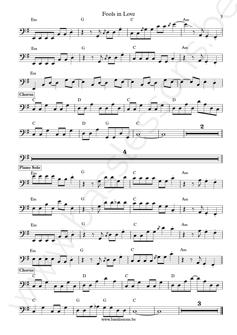 Joe Jackson Fools in Love Graham Maby bass transcription part 3