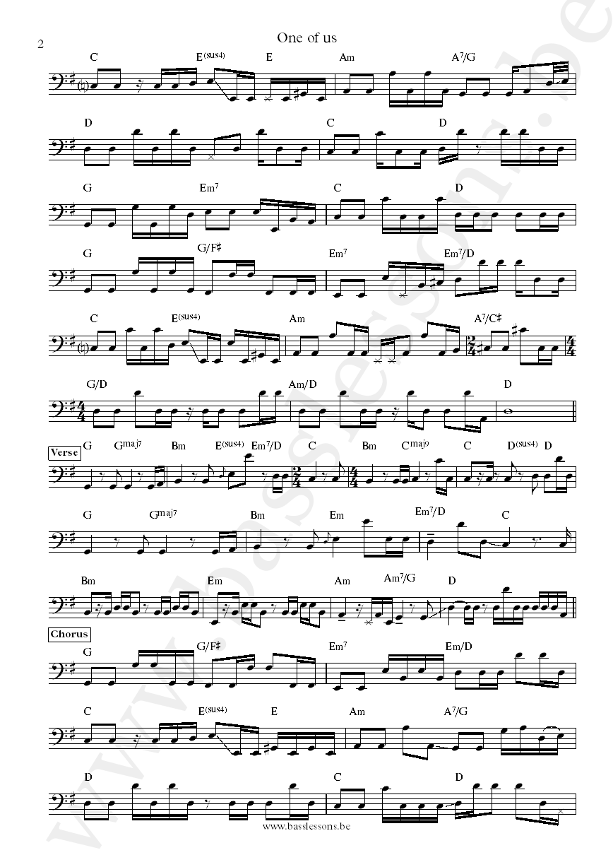 ABBA One of us Rutger Gunnarsson bass transcription part 2