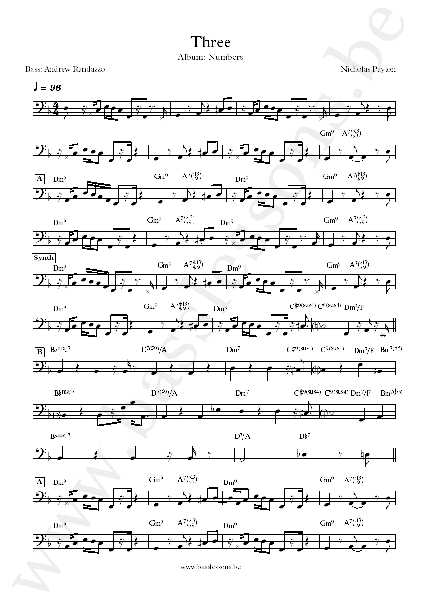 Nicholas Payton Three Andrew Randazzo bass transcription
