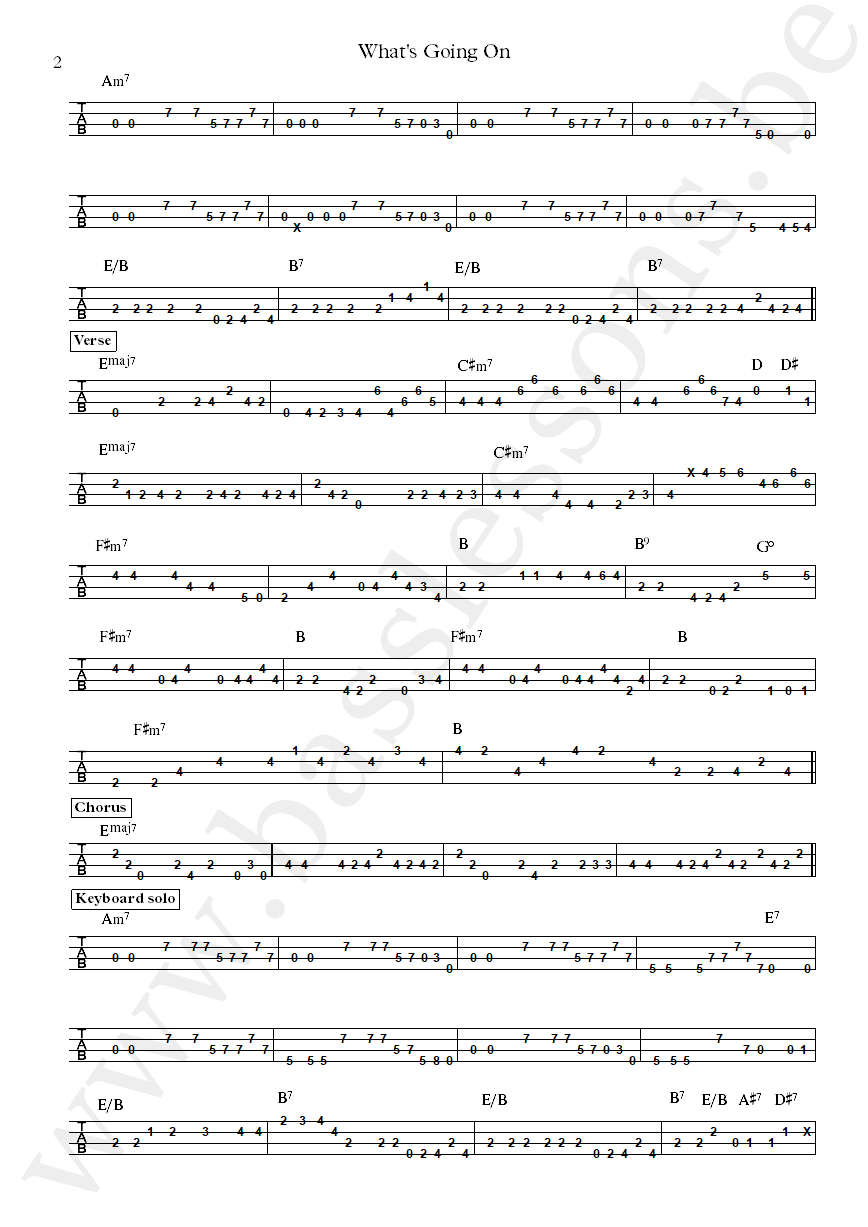 Donny Hathaway Whats Going On Willie Weeks bass tab part 2