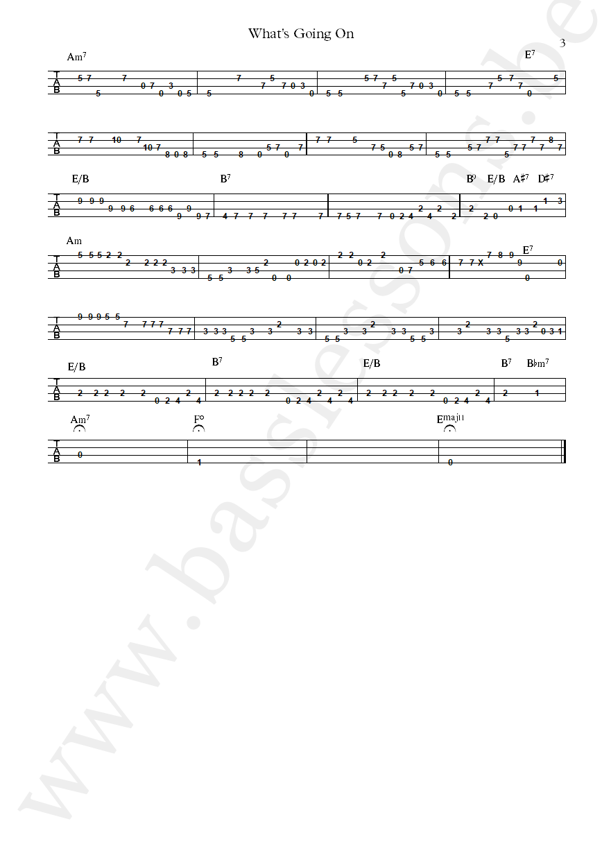 Donny Hathaway Whats Going On Willie Weeks bass tab part 3