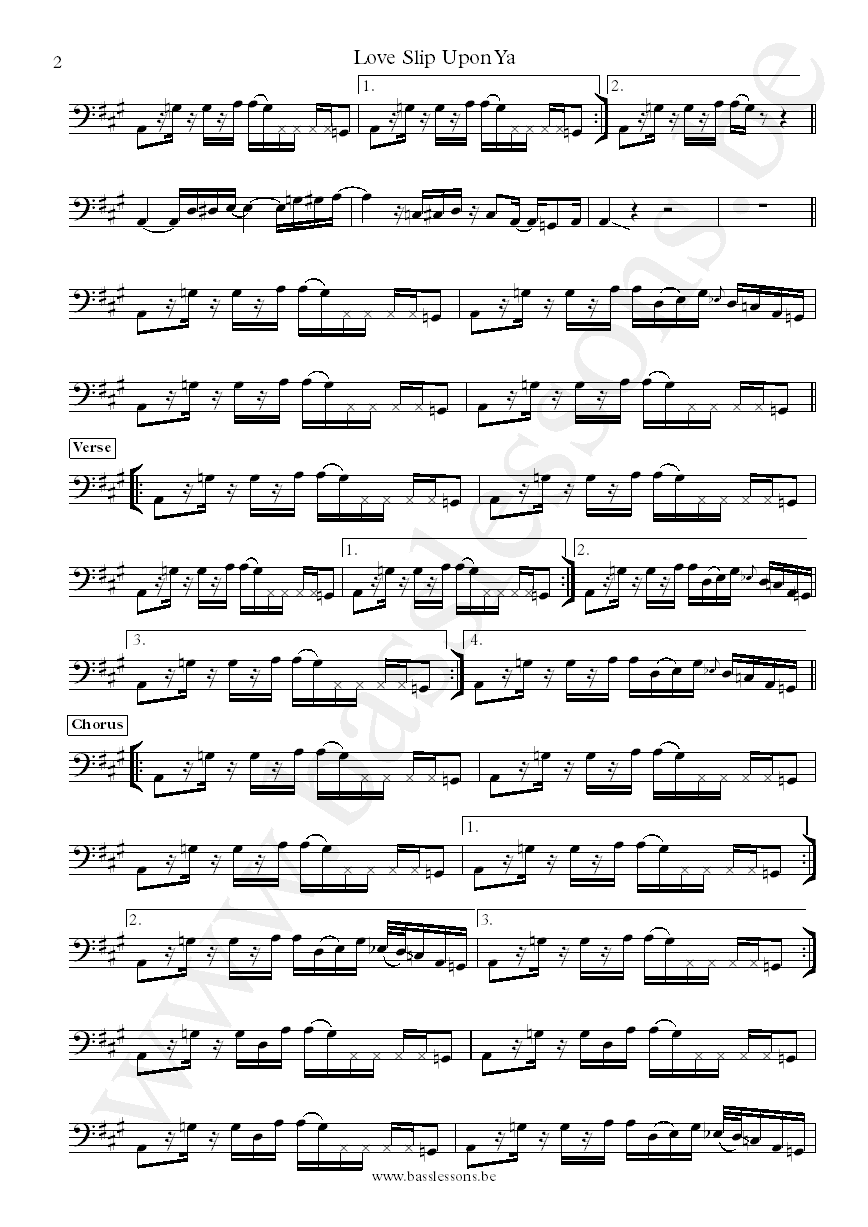 The Meters Love Slip Upon Ya George Porter Jr. bass transcription part 2