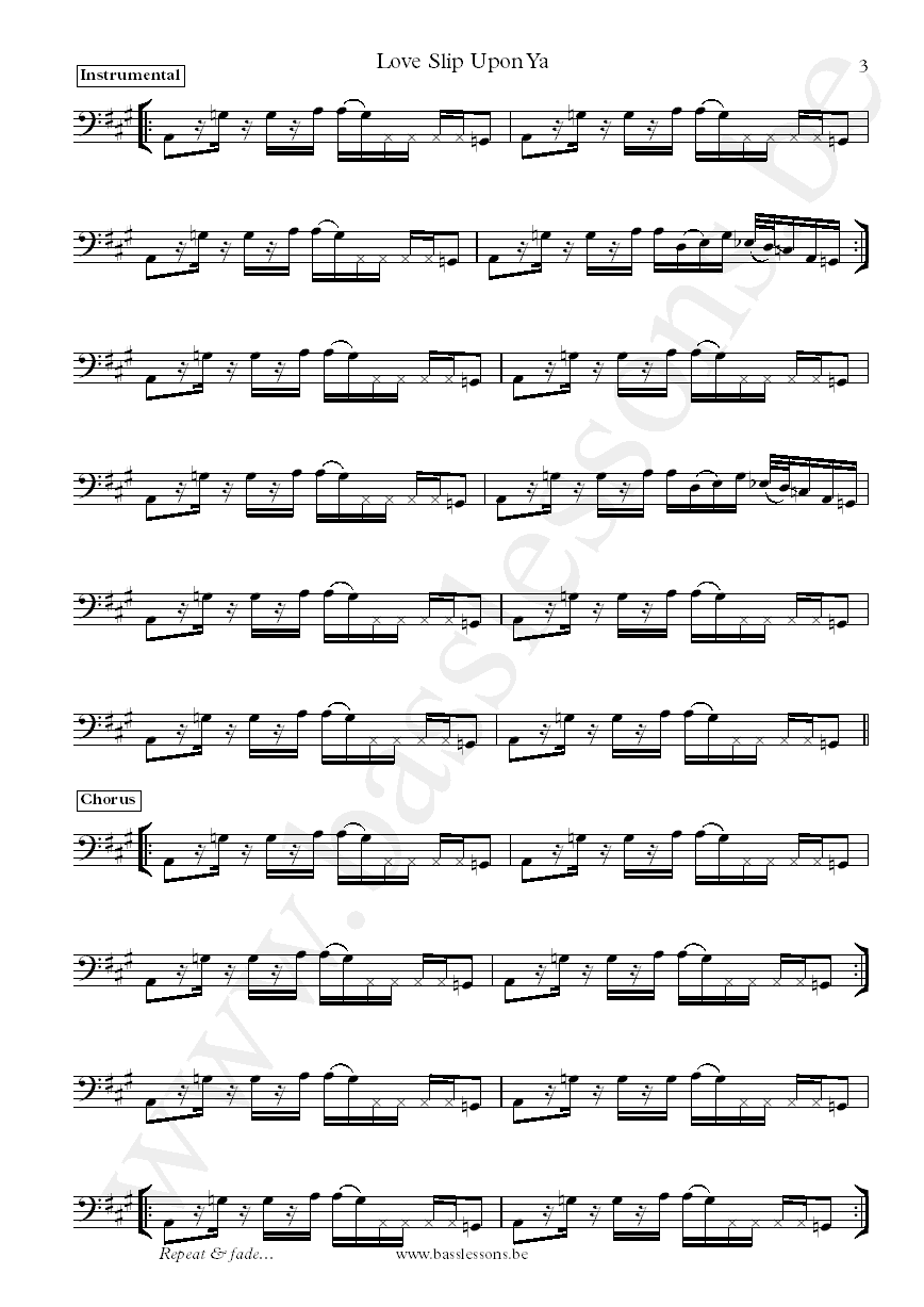 The Meters Love Slip Upon Ya George Porter Jr. bass transcription part 3