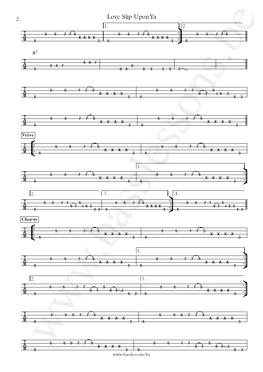 The Meters Love Slip Upon Ya George Porter Jr. bass tab part 2