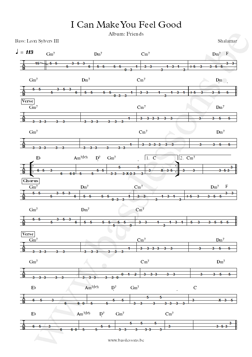 Shalamar I Can Make You Feel Good Leon Sylvers III bass tab
