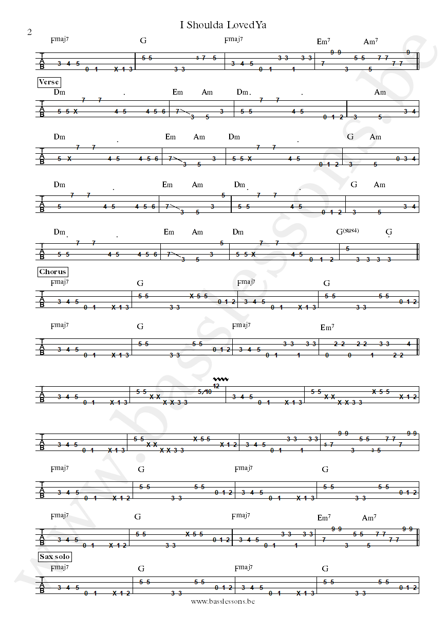 Narada Michael Walden I Shoulda Loved Ya T.M. Stevens bass tab part 2