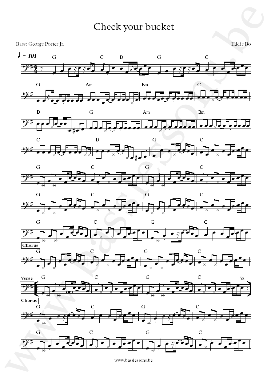 Eddie Bo Check Your Bucket George Porter Jr. bass transcription