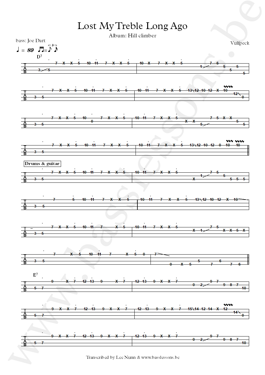 Vulfpeck Lost My Treble Long Ago Joe Dart bass tab