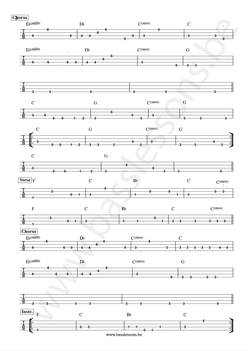 Roxy Music Avalon Alan Spenner bass tab part 2