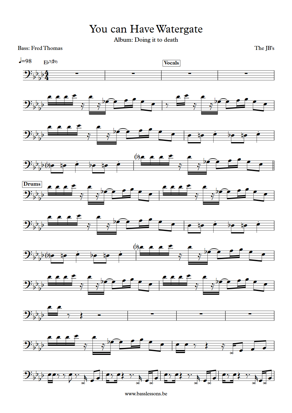 The JBs You can have watergate Fred Thomas Bass Transcription