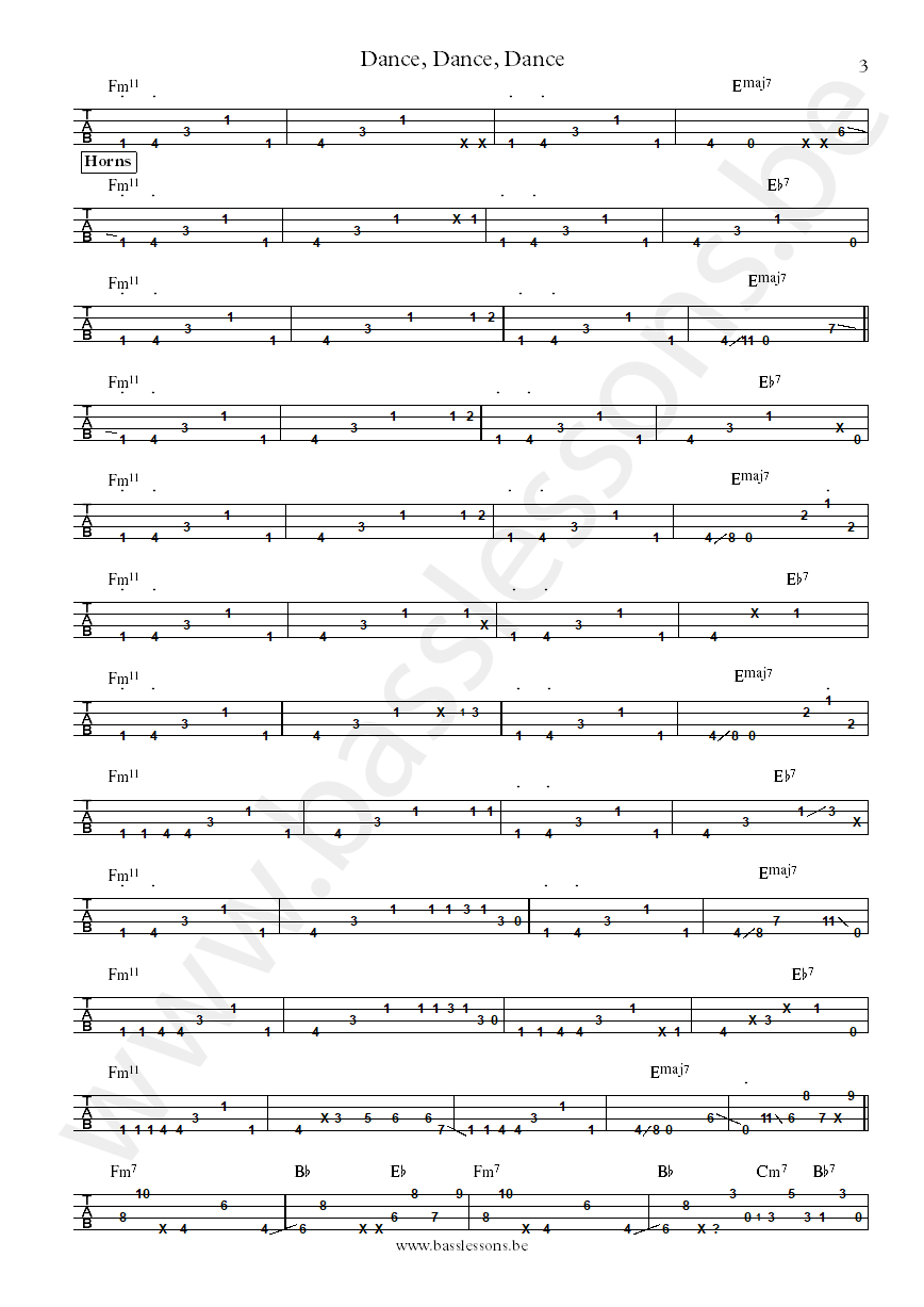PBUG Dance dance dance Ben Epstein bass tab part 2