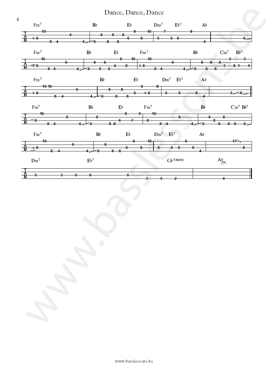 PBUG Dance dance dance Ben Epstein bass tab part 3