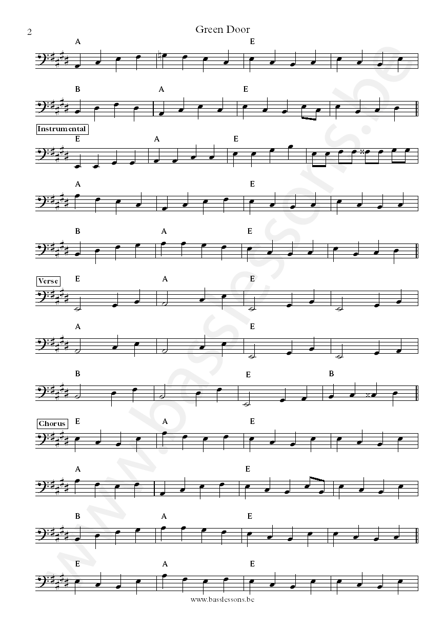 Shaking Stevens Green door Stuart Colman bass transcription part 2